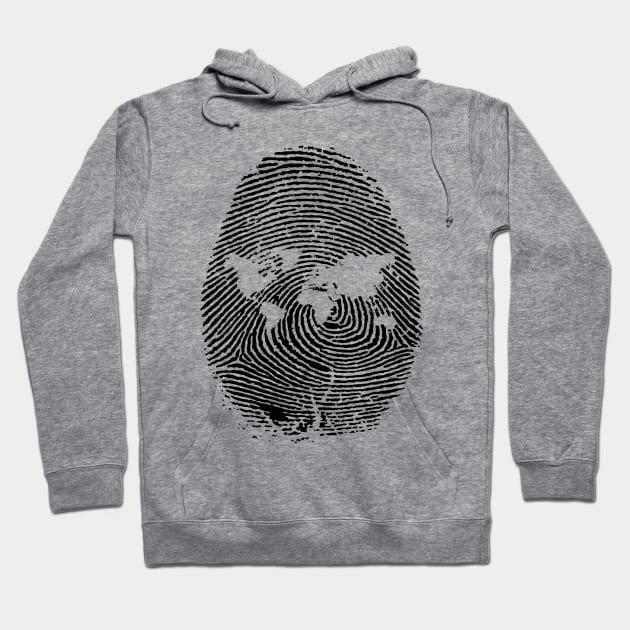 World Fingerprint Design Gift Hoodie by mpdesign